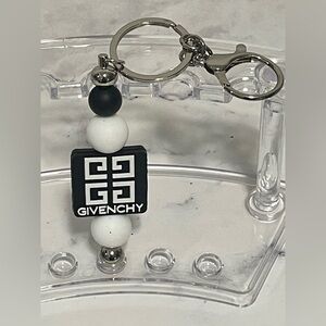 Handmade Black and White Bag Charm Keychain